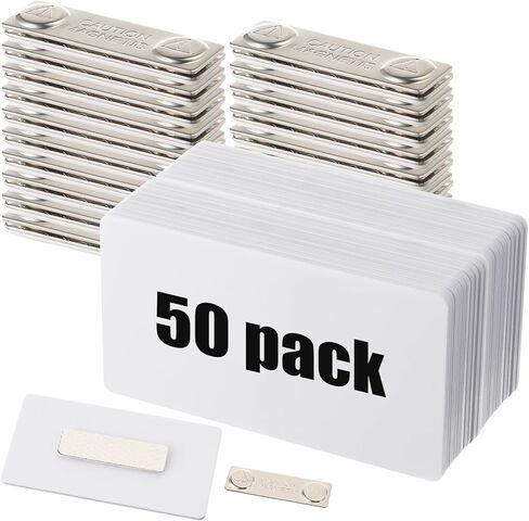 Henoyso 50 Sets Blank Magnetic Name Tags Magnetic Name Badge Holder Acrylic DIY Badges with Adhesive Tape Custom White Printable for Jacket Shirts Supplies(1 x 3 Inch) in Kuwait