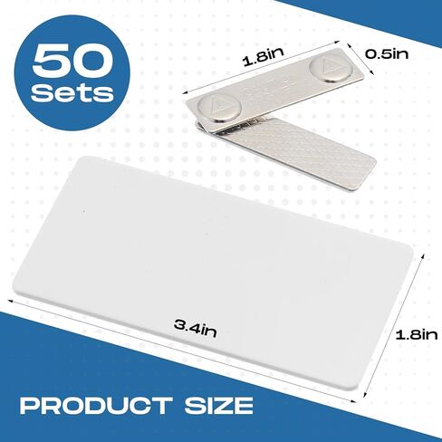 Henoyso 50 Sets Blank Magnetic Name Tags Magnetic Name Badge Holder Acrylic DIY Badges with Adhesive Tape Custom White Printable for Jacket Shirts Supplies(1 x 3 Inch) in Kuwait