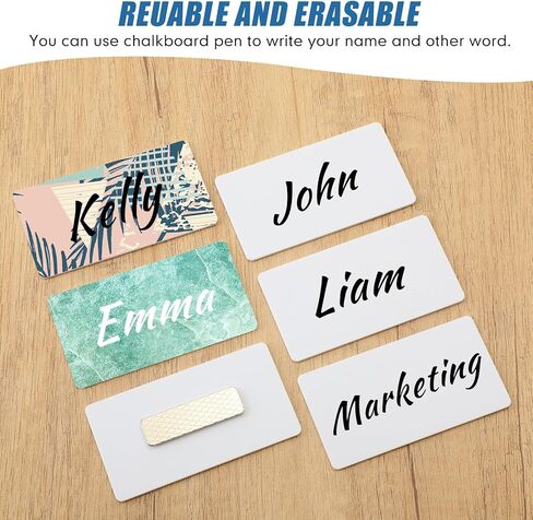 Henoyso 50 Sets Blank Magnetic Name Tags Magnetic Name Badge Holder Acrylic DIY Badges with Adhesive Tape Custom White Printable for Jacket Shirts Supplies(1 x 3 Inch) in Kuwait