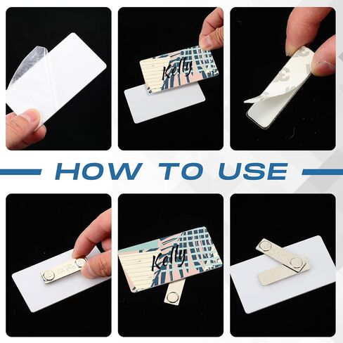 Henoyso 50 Sets Blank Magnetic Name Tags Magnetic Name Badge Holder Acrylic DIY Badges with Adhesive Tape Custom White Printable for Jacket Shirts Supplies(1 x 3 Inch) in Kuwait