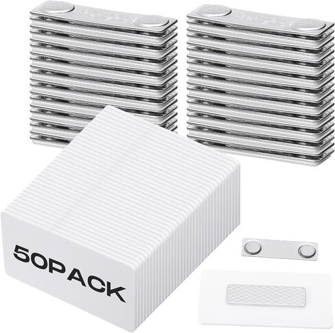 Henoyso 50 Sets Blank Magnetic Name Tags Magnetic Name Badge Holder Acrylic DIY Badges with Adhesive Tape Custom White Printable for Jacket Shirts Supplies(1 x 3 Inch) in Kuwait