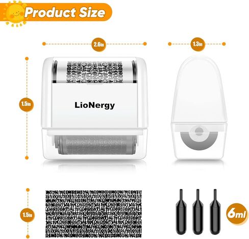 LioNergy Identity Protection Roller Stamp Roller Identity Theft Prevention Security Stamp with 3 Refills - Blue in Kuwait