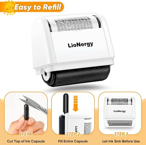 LioNergy Identity Protection Roller Stamp Roller Identity Theft Prevention Security Stamp with 3 Refills - Blue in Kuwait