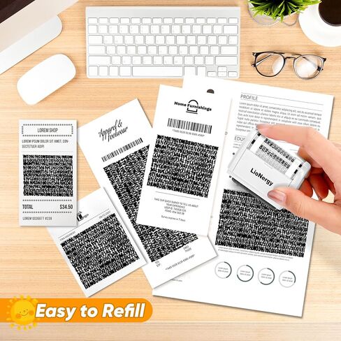 LioNergy Identity Protection Roller Stamp Roller Identity Theft Prevention Security Stamp with 3 Refills - Blue in Kuwait