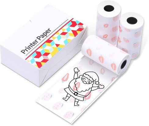 Thermal Pocket Printer Paper, White Self-Adhesive Paper Compatible with T02/M02X/M02L/Y02C/Q02 Bluetooth Mini Sticker Printer, Black On White Paper for Journal Photo, 50mm x 3.5m, 3 Rolls in Kuwait