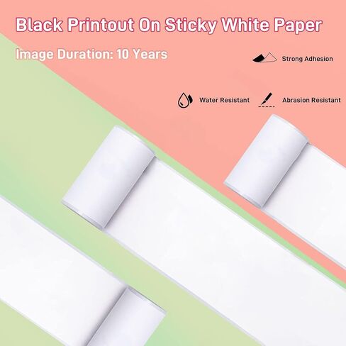 Thermal Pocket Printer Paper, White Self-Adhesive Paper Compatible with T02/M02X/M02L/Y02C/Q02 Bluetooth Mini Sticker Printer, Black On White Paper for Journal Photo, 50mm x 3.5m, 3 Rolls in Saudi Arabia