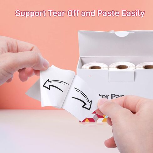 Thermal Pocket Printer Paper, White Self-Adhesive Paper Compatible with T02/M02X/M02L/Y02C/Q02 Bluetooth Mini Sticker Printer, Black On White Paper for Journal Photo, 50mm x 3.5m, 3 Rolls in Saudi Arabia