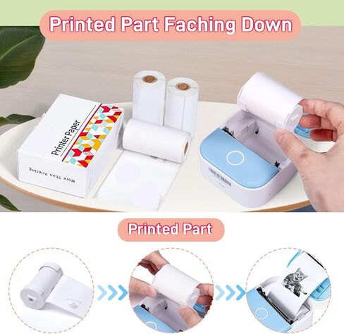 Thermal Pocket Printer Paper, White Self-Adhesive Paper Compatible with T02/M02X/M02L/Y02C/Q02 Bluetooth Mini Sticker Printer, Black On White Paper for Journal Photo, 50mm x 3.5m, 3 Rolls in Saudi Arabia