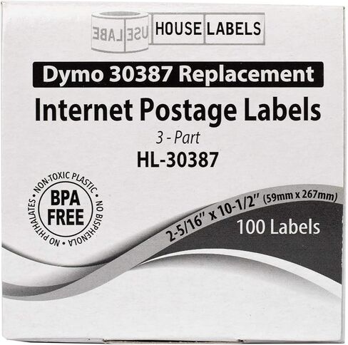 Houselabels 2-5/16 x 10-1/2 Inches Dymo-Compatible 30387 3-Part Internet Postage Labels, 1 Roll, 100 Labels per Roll in Saudi Arabia