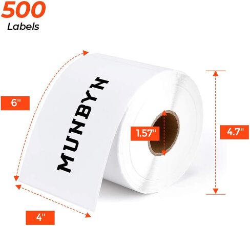 ملصقات الشحن المباشر الحرارية Munbyn ، ملصقات 4x6 للطابعة الحرارية ، 500 ورقة/1 لفات ، الصف التجاري in Kuwait