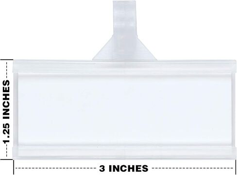 Plastic Wire Shelf Label Holder, Reusable Shelf Tags for Pantry Retail Store, Supermarket UPC Price Card & Ticket Display, Strong & Easy Clip Design Tight Snap Lock Closure. 1-1/4" H X 3" W (25) in Kuwait