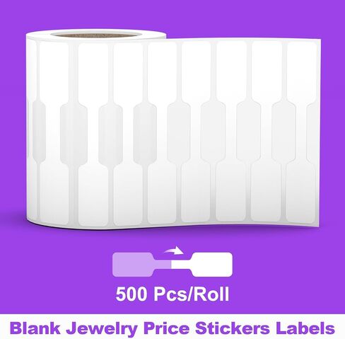 500Pcs Jewelry Price Tags Stickers Roll for Necklace Ring Display Labels, Rectangular Self Adhesive Indentification Tags, AveneMark Pricemarker Labels Accessories Display Paper (500Pcs Price Tags) in Kuwait