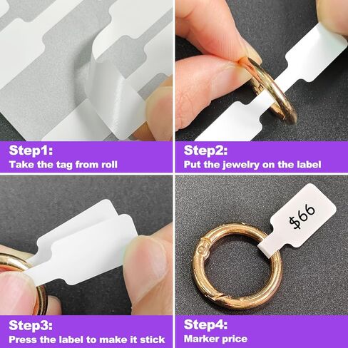 500Pcs Jewelry Price Tags Stickers Roll for Necklace Ring Display Labels, Rectangular Self Adhesive Indentification Tags, AveneMark Pricemarker Labels Accessories Display Paper (500Pcs Price Tags) in Kuwait