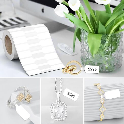 500Pcs Jewelry Price Tags Stickers Roll for Necklace Ring Display Labels, Rectangular Self Adhesive Indentification Tags, AveneMark Pricemarker Labels Accessories Display Paper (500Pcs Price Tags) in Kuwait