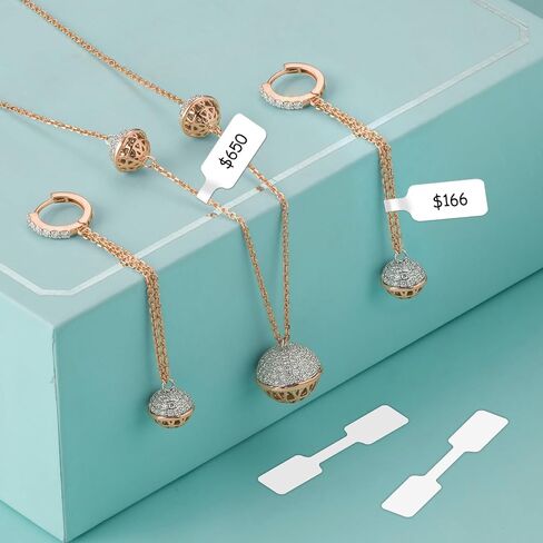 500Pcs Jewelry Price Tags Stickers Roll for Necklace Ring Display Labels, Rectangular Self Adhesive Indentification Tags, AveneMark Pricemarker Labels Accessories Display Paper (500Pcs Price Tags) in Kuwait