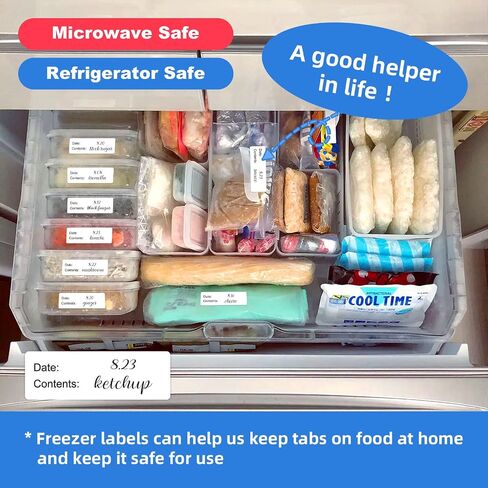 500 Pcs 1" x 3" Freezer Refrigerator Food Labels, Removable Adhesive, Water Oil Resistant, No Residue Food Storage Containers Labels Perfect for Monitoring Your Food in Kitchen in Saudi Arabia
