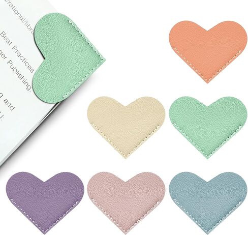 Leather Heart Bookmarks - Winjeto 6 Pieces Cute Corner Page Book Marks for Teachers Students Book Reading Lovers, for School Office Home Supplies (Heart（6pcs）) in Saudi Arabia