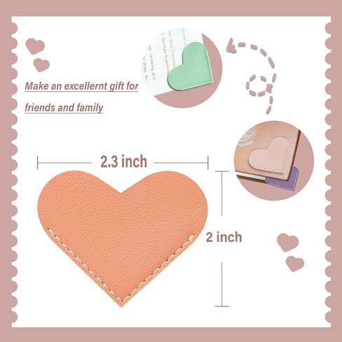 Leather Heart Bookmarks - Winjeto 6 Pieces Cute Corner Page Book Marks for Teachers Students Book Reading Lovers, for School Office Home Supplies (Heart（6pcs）) in Saudi Arabia