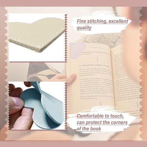 Leather Heart Bookmarks - Winjeto 6 Pieces Cute Corner Page Book Marks for Teachers Students Book Reading Lovers, for School Office Home Supplies (Heart（6pcs）) in Saudi Arabia
