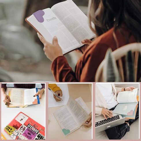 Leather Heart Bookmarks - Winjeto 6 Pieces Cute Corner Page Book Marks for Teachers Students Book Reading Lovers, for School Office Home Supplies (Heart（6pcs）) in Saudi Arabia