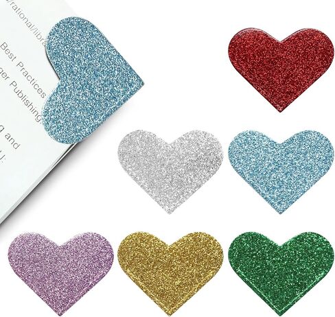 Leather Heart Bookmarks - Winjeto 6 Pieces Cute Corner Page Book Marks for Teachers Students Book Reading Lovers, for School Office Home Supplies (Heart（6pcs）) in Saudi Arabia