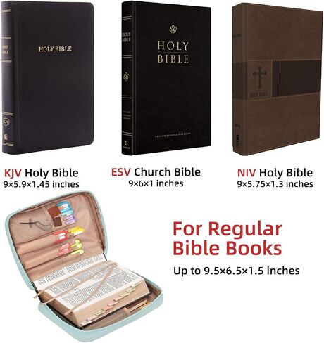FINDCOZY Bible Cover for Women, Durable Carrying Book Case Church Bag for Biblical Accessories with Handle and Zippered Pocket, for Scriptures, Pink in Saudi Arabia