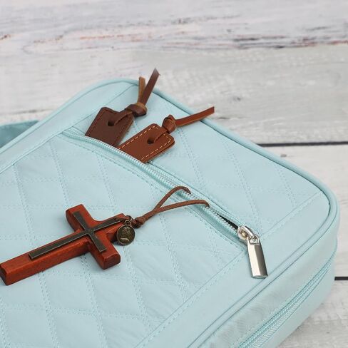 FINDCOZY Bible Cover for Women, Durable Carrying Book Case Church Bag for Biblical Accessories with Handle and Zippered Pocket, for Scriptures, Pink in Saudi Arabia