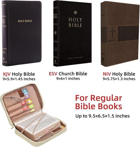 FINDCOZY Bible Cover for Women, Durable Carrying Book Case Church Bag for Biblical Accessories with Handle and Zippered Pocket, for Scriptures, Pink in Saudi Arabia