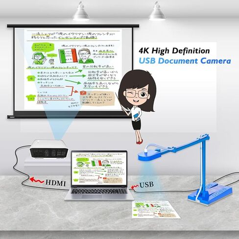 TreasLin Document Camera,10MP USB Document Camera for Teachers, Overhead Camera Remote Learning, Classroom Presentations, Art Classes Online Teaching with Multi Angle Rotation Adjustment LED Light in Kuwait