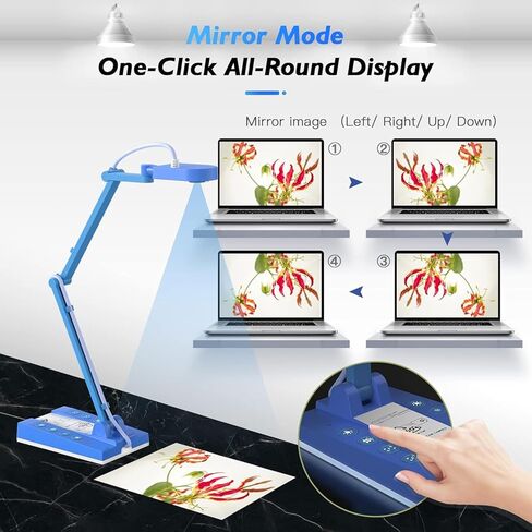 TreasLin Document Camera,10MP USB Document Camera for Teachers, Overhead Camera Remote Learning, Classroom Presentations, Art Classes Online Teaching with Multi Angle Rotation Adjustment LED Light in Kuwait