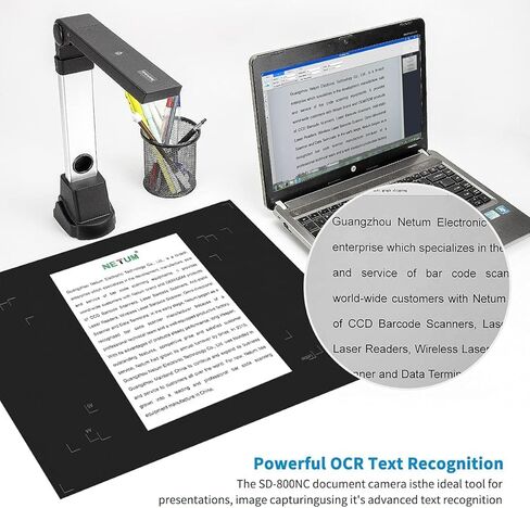 NetumScan 13MP Book Document Camera for Teachers, Multi-Language OCR Recognition by AI Technology, Foldable & Portable, Real-time Projection, Video Recording, Capture Size A3/A4, Only Windows in Saudi Arabia