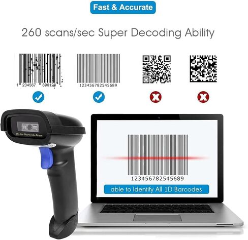 NETUM Bluetooth Barcode Scanner, Compatible with 2.4G Wireless & Bluetooth Function & Wired Connection, Connect Smart Phone, Tablet, PC, CCD Bar Code Reader Work with Windows, Mac,Android (NT-1228BC) in Kuwait