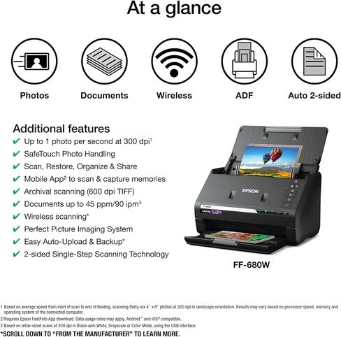 Epson FastFoto FF-680W Wireless High-Speed Photo and Document Scanning System, Black in Saudi Arabia