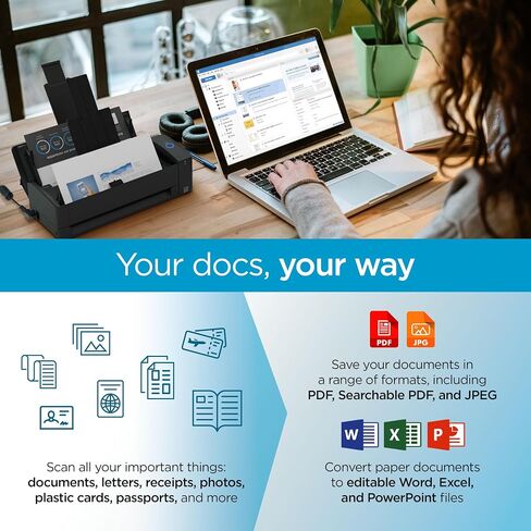 ScanSnap iX1300 Compact Wireless or USB Double-Sided Color Document, Photo & Receipt Scanner with Auto Document Feeder and Manual Feeder for Mac or PC, Black in Saudi Arabia