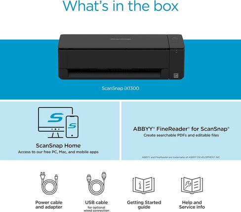 ScanSnap iX1300 Compact Wireless or USB Double-Sided Color Document, Photo & Receipt Scanner with Auto Document Feeder and Manual Feeder for Mac or PC, Black in Saudi Arabia