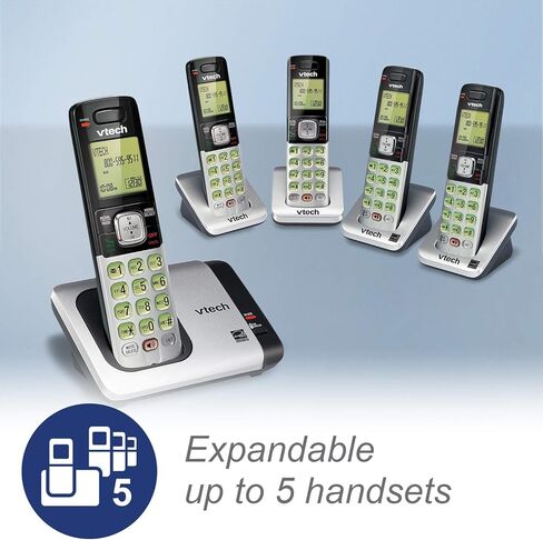 VTech CS6719-2 2-HAYPLALL PHONE مع معرف المتصل/انتظار المكالمات ، والاتصال الداخلي للهاتف وعرض/لوحة المفاتيح الخلفية ، والفضة in Kuwait