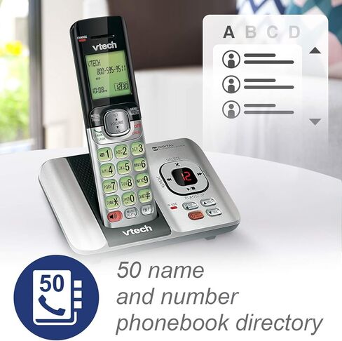 VTech CS6529-4B 4-HA-HAYPER DECT 6.0 اللاسلكي مع نظام الرد على العناية ومعرف المتصل ، قابلة للتوسيع حتى 5 أجهزة ، قابلة للتجربة على الحائط ، الأزرق/الأخضر/الأحمر/الفضة in Kuwait