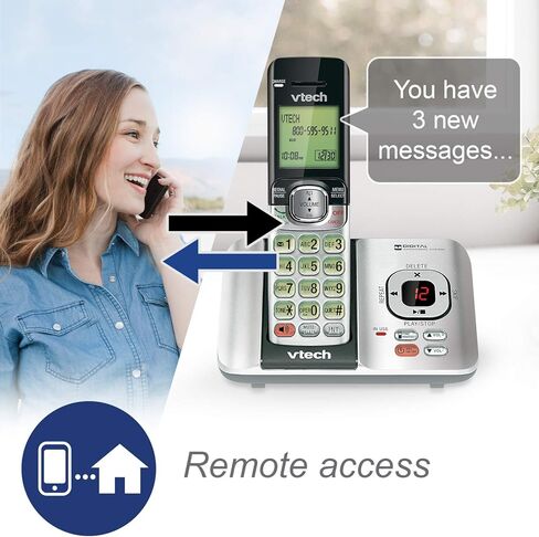 VTech CS6529-4B 4-HA-HAYPER DECT 6.0 اللاسلكي مع نظام الرد على العناية ومعرف المتصل ، قابلة للتوسيع حتى 5 أجهزة ، قابلة للتجربة على الحائط ، الأزرق/الأخضر/الأحمر/الفضة in Kuwait