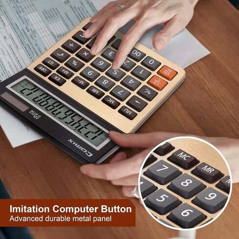 Comix Desktop Calculator ، مفاتيح الكمبيوتر الكبيرة ، عرض 12 رقمًا ، لوحة Campaign Gold Color ، C-2735 in Kuwait