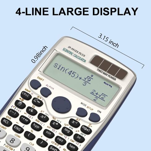Scientific Calculators, Solar Scientific Calculator Large Screen 417 Function, Calculators Very Suitable for High School and College Students Calculus Algebra and Other Math Textbooks (Solar) in Kuwait