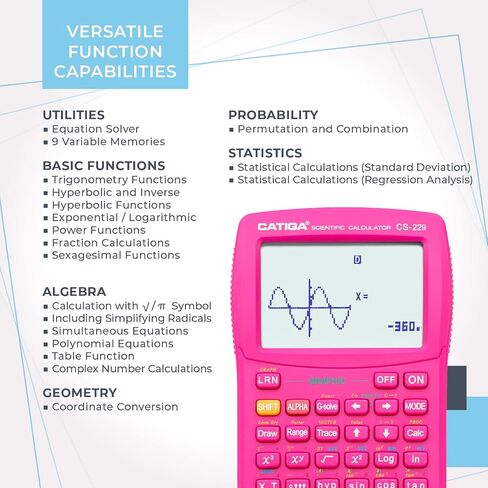 CATIGA CS229 Scientific Calculator with Graphics Functions, Multiple Modes with Intuitive User Interface for Beginners and Advanced Courses in Kuwait