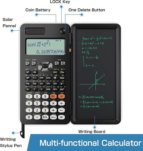 Upgraded 991ES Plus Desktop Scientific Calculator, ROATEE CalcNote Multiview 4-Line Display with Erasable LCD Writing Tablet, Solar Battery Power with Notepad for School and Business in Saudi Arabia