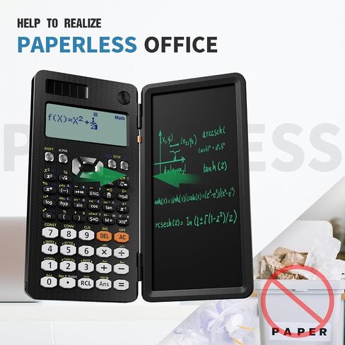 Upgraded 991ES Plus Desktop Scientific Calculator, ROATEE CalcNote Multiview 4-Line Display with Erasable LCD Writing Tablet, Solar Battery Power with Notepad for School and Business in Saudi Arabia