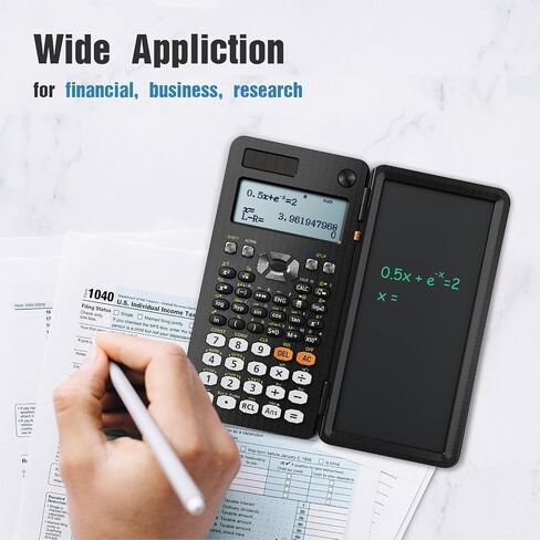 Upgraded 991ES Plus Desktop Scientific Calculator, ROATEE CalcNote Multiview 4-Line Display with Erasable LCD Writing Tablet, Solar Battery Power with Notepad for School and Business in Saudi Arabia