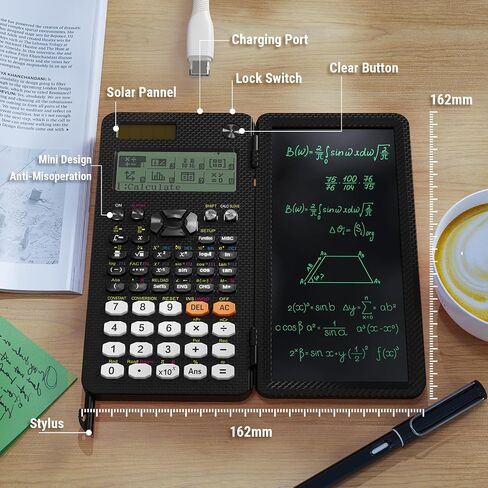 Upgraded 991ES Plus Desktop Scientific Calculator, ROATEE CalcNote Multiview 4-Line Display with Erasable LCD Writing Tablet, Solar Battery Power with Notepad for School and Business in Saudi Arabia