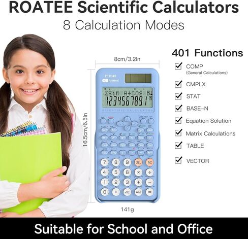 Upgraded 991ES Plus Desktop Scientific Calculator, ROATEE CalcNote Multiview 4-Line Display with Erasable LCD Writing Tablet, Solar Battery Power with Notepad for School and Business in Saudi Arabia