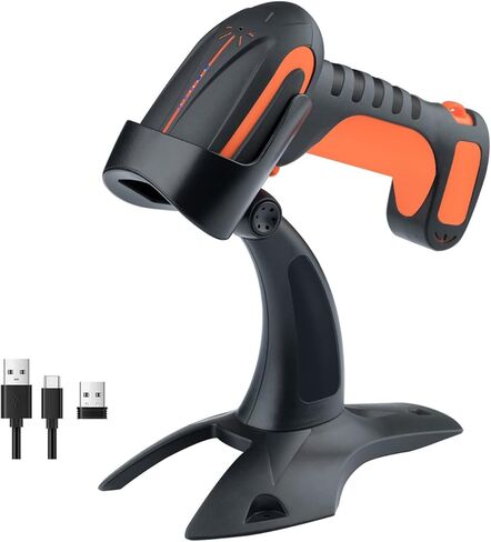 Tera Pro (Extreme Performance) Industrial Wireless Barcode Scanner 2D QR 1D Bar Code Reader 2.4G Wireless 2500mAh Compatible with Bluetooth Drop Resistant for Windows Mac Android iOS Model 8100 Orange in Kuwait