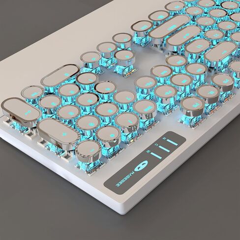 MageGee Typewriter Mechanical Gaming Keyboard, Retro Gold Punk Round Keycap LED Backlit USB Wired Keyboards for Game and Office, for Windows Laptop PC Mac - Blue Switches in Kuwait