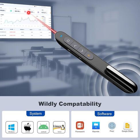 Norwii N27 Presentation Clicker, Clicker for PowerPoint Presentations, PowerPoint Clicker with Pointer for Presentations, Pointer Clicker Presentation Remote - Black in Saudi Arabia