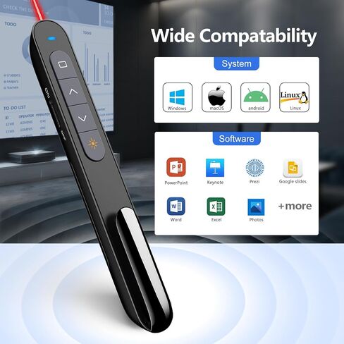 Norwii N27 Presentation Clicker, Clicker for PowerPoint Presentations, PowerPoint Clicker with Pointer for Presentations, Pointer Clicker Presentation Remote - Black in Saudi Arabia
